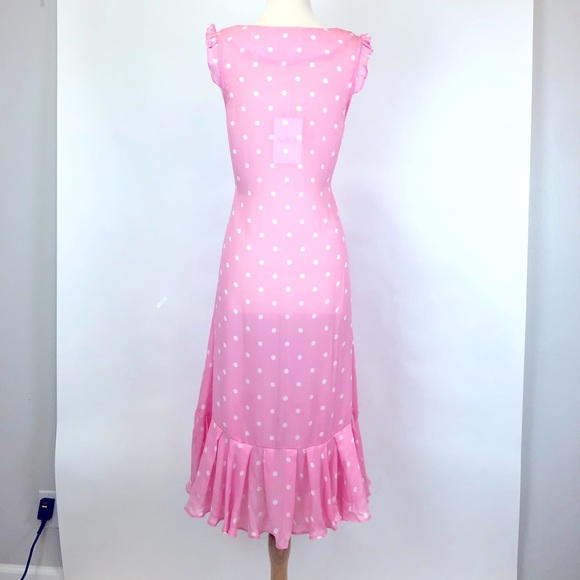 NWT SELKIE Pink polkadot NWT maxi dress large cottagecore puffy - Picture 5 of 8